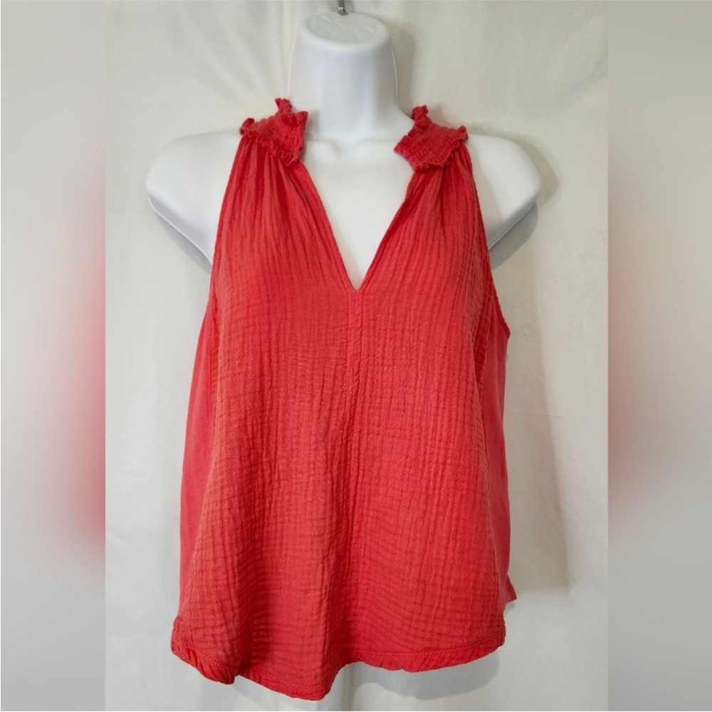 Evereve Coral Gauzy Cotton Top